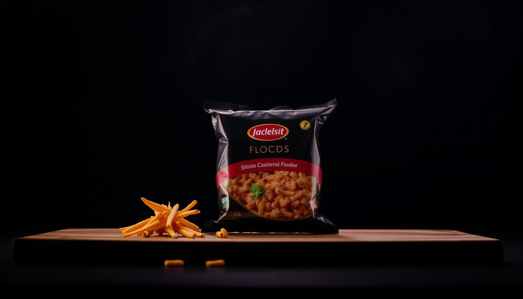 Hero-Frame des fertigen KI-Films für Lebensmittel: Premium-Produkt mit warmem Foodstyling-Licht